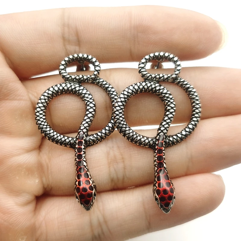 Gothic Blood Rose Heart Oil Snake Head Stud Earrings Drop for Women Trendy Punk 90s Egirl Grunge Goblincore Emo Accessories