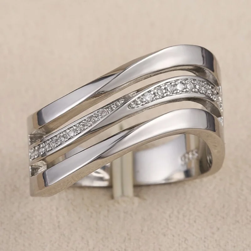 CAOSHI موضة موجة تصميم خواتم الاصبع للنساء الرجال عالية الجودة الفضة اللون خاتم الزواج اكسسوارات بسيطة مجوهرات Hot البيع
