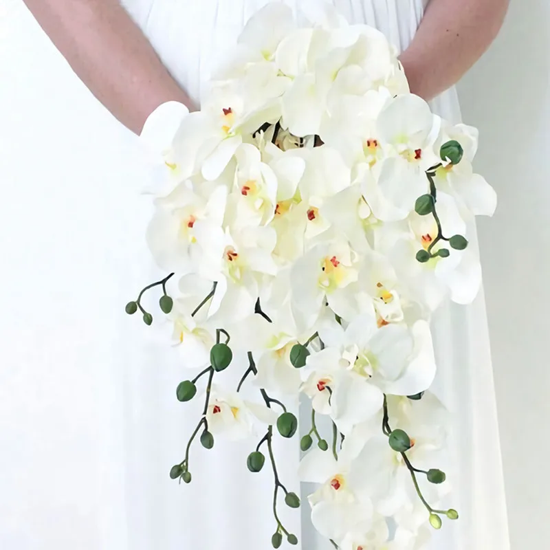 

High Quality Artificial Flower Butterfly Orchid 9 Heads Feel Silk Bouquet For Wedding Party Home Decorations 10 Pcs/lot