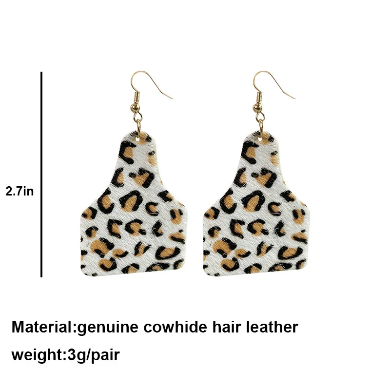 Wholesale Leopard Print Leather Earrings Western Cowboy Horsehair Cow Fashion Real Leather Earrings Ins Hot Sale