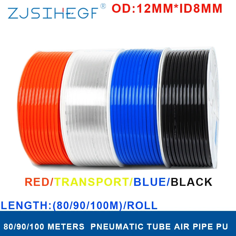 ZJSIHEGF PU Tube PU12x8 12mmx8mm Air Hose Pipe Polyurethane OD 12mm ID 8mm High Quality Pneumatic Component For Compressor