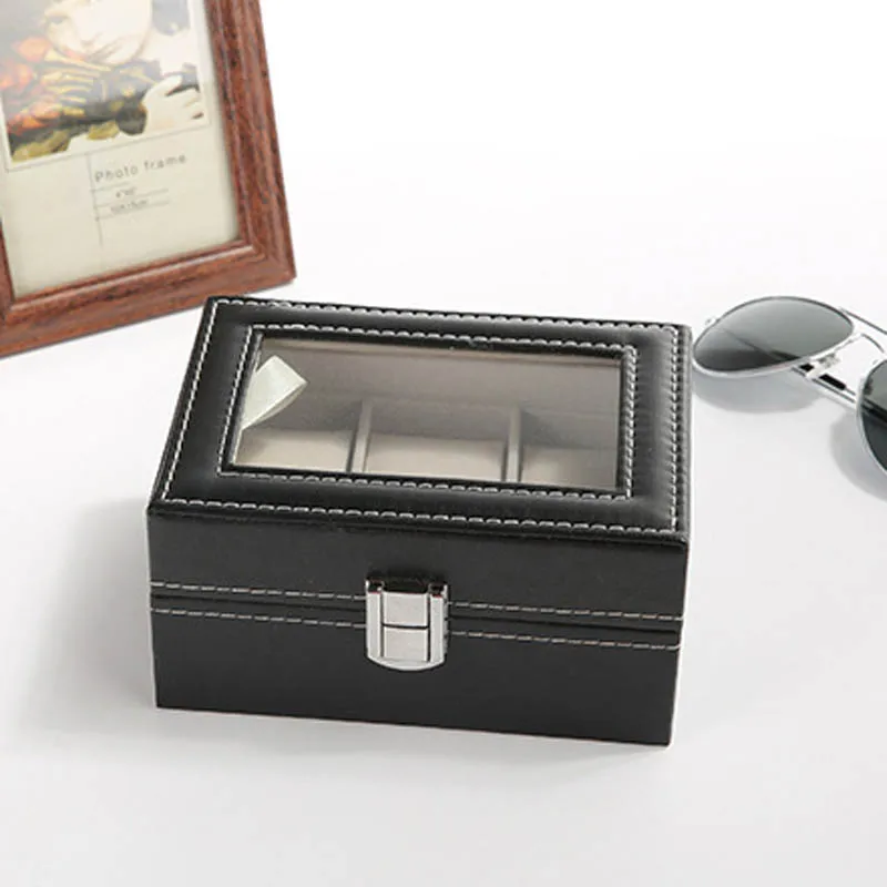 Hot Sale 3 Grids Leather Watch Box Fashion style for convenient travel storage Jewelry Watch Collector Cases Organizer Box