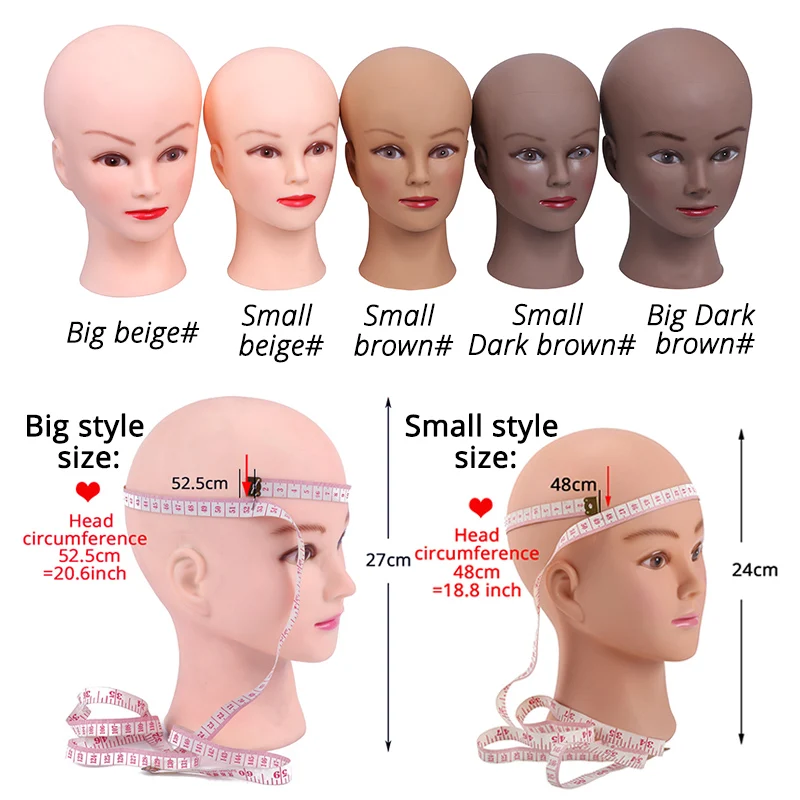 Nunify Bald Mannequin Head Brown Female/Male Professional Cosmetology For Wig Making, Display Wigs, Eyeglasses, Hairs