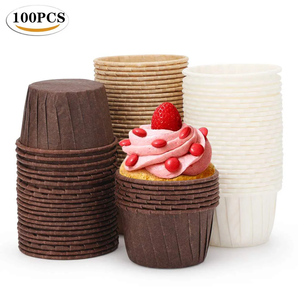 100pcs/pack Cupcake Liners Baking Paper Cups 2.5 inch Round Shape Edge Roll Baking Liners Cups Holder Muffin Pan For Party