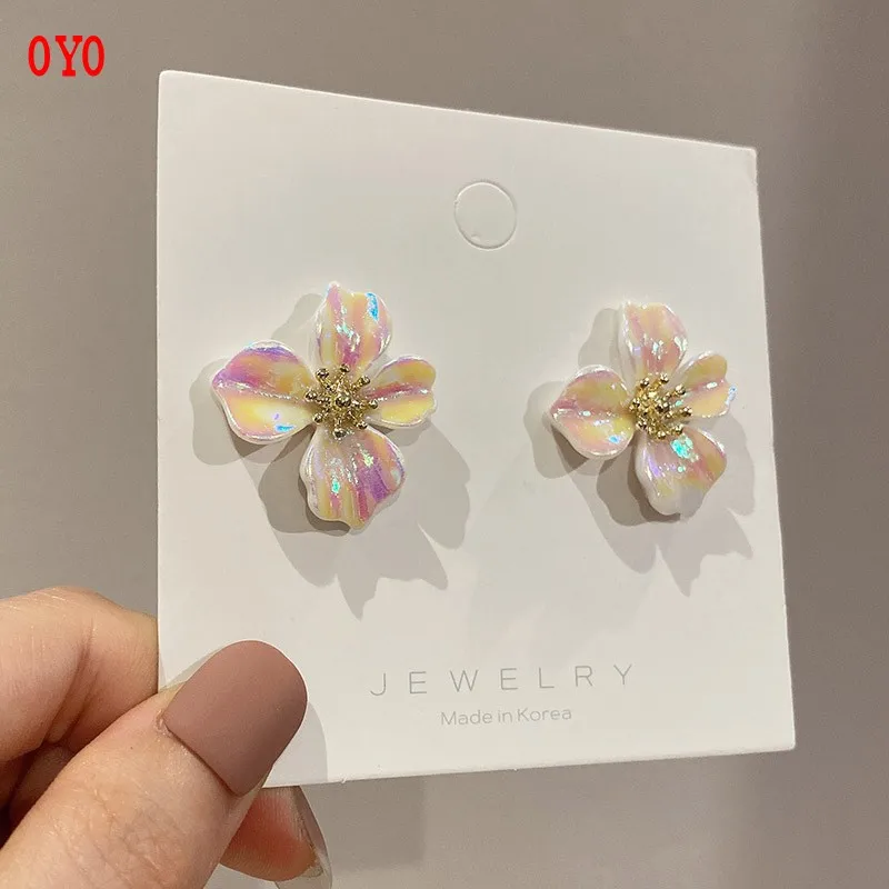 

New style 925 silver needle colorful personality resin earrings