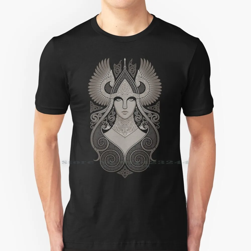 Freyja T Shirt Cotton 6xl Freyja Girls Valkyrie Horned Helmet Winged Girl Winged Helmet Nordic Mythology Cats Radience