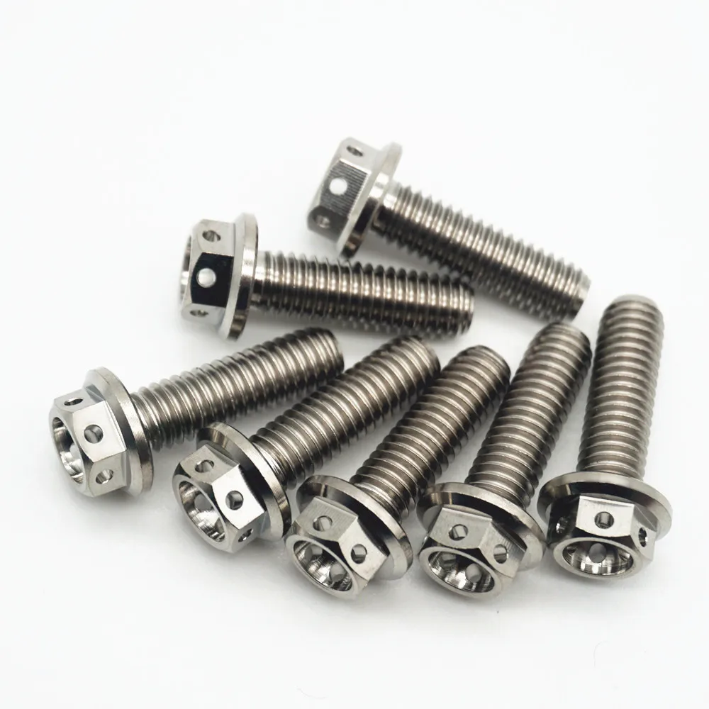 Titanium Bolts M8 Outer Hexagon Hollow Flange Ti Screws Fasteners for Motorcycle M8x15 M8x20 M8x25 M8x30 M8x35 M8x40 M8x45 M8x50