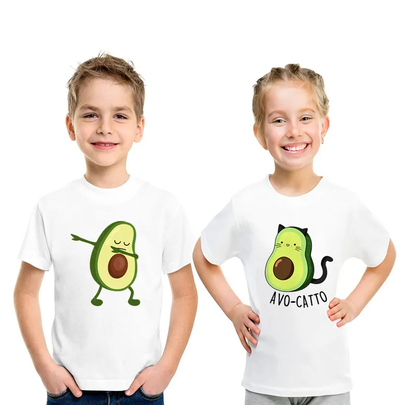 

Kids T shirt Cute Avocado Cat Vegan Cartoon Print Funny T-shirts Summer Toddler Baby Girls Boys Clothes Children Tops,HKP5352