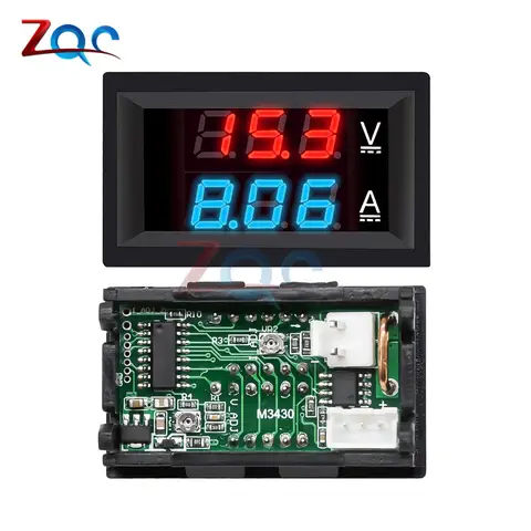 Mini Digital Volt Amp Meter 0-100V 10A with Dual LED diymore