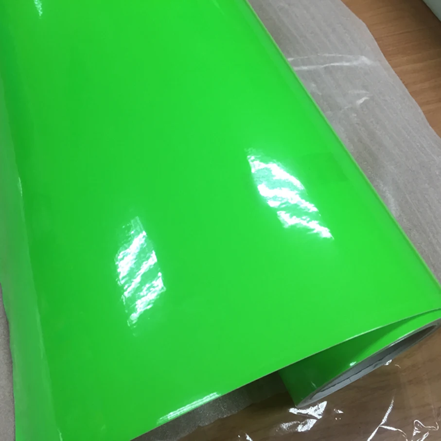 50cm*2/3/5m Premium Gloss Fluorescent yellow Car Vinyl film Body Sticker Car Wrap With Air Free Bubble For Vehiche Motorcycle