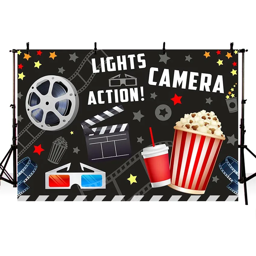 Avezano фон для фотосъемки, свет, камера, экшн-часы, фильм, черные вечерние фоны для фотостудии, декор для фотозоны, баннер