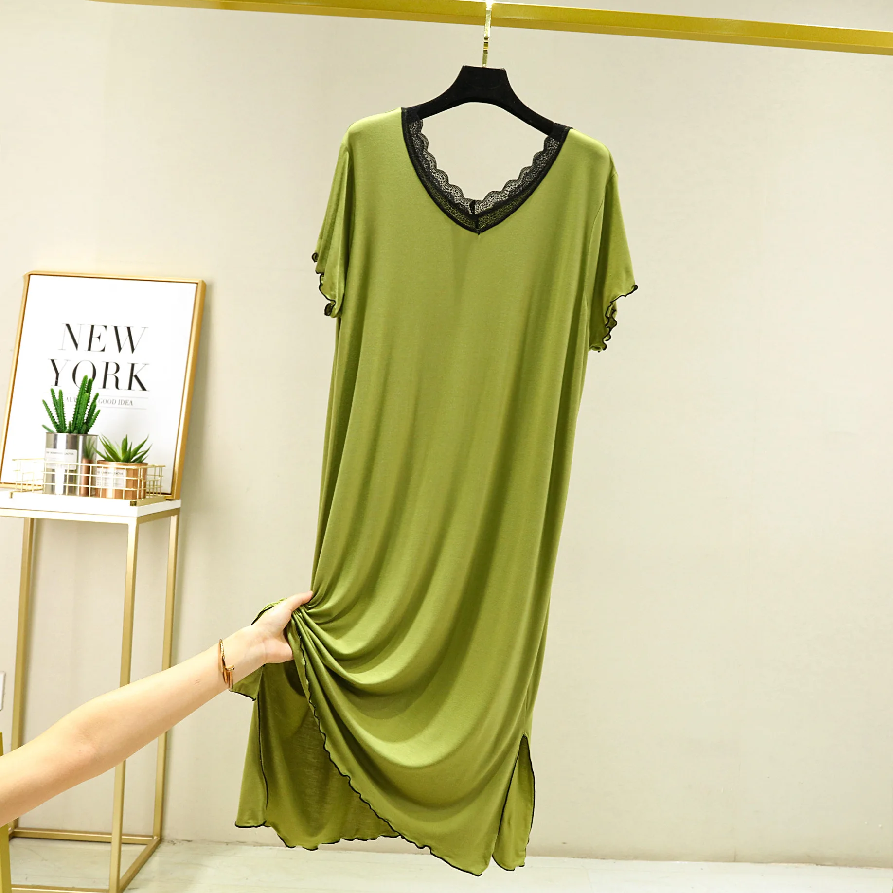 2023 New Spring Summer Cotton Nightgown Women Nightdress Sleepwear Short Sleeve Night Midi Dress Female Nighties Nightwear