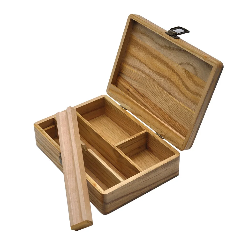 Wooden Tobacco Herb Storage Box Stash Case Cigarette Tray Natural Handmade For Smoking Pipe Accessories