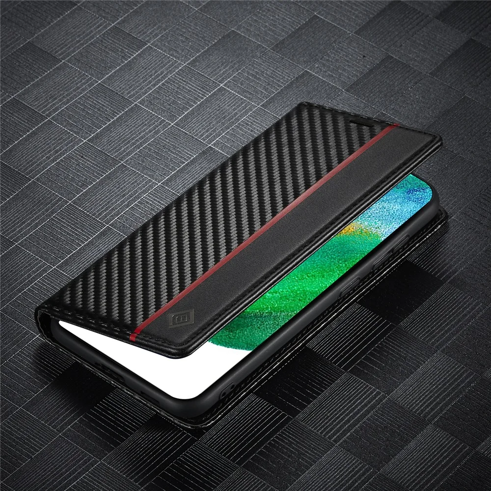 Lederhülle für Samsung Galaxy S26 S25 S24 S23 S22 S21 S20 Ultra FE Plus Flip Cover A18 A17 A16 A56 A55 A54 A36 Carbon-Muster – Detail 3