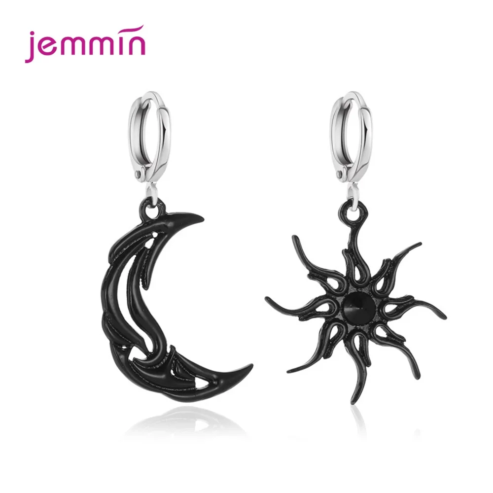 Fashion Genuine 925 Sterling Silver  Sun Moon Shape Drop Earrings For Women Wedding Earrings Dangles Earrings Jewelry Gift