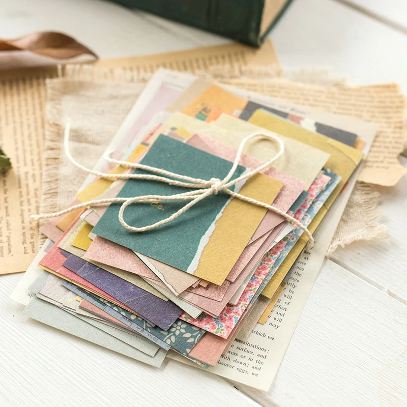 60 Pcs Ins Style Creative Small Fresh Retro Memo Basic Journal Material Paper Collage Scrapbook Stationery Back To School