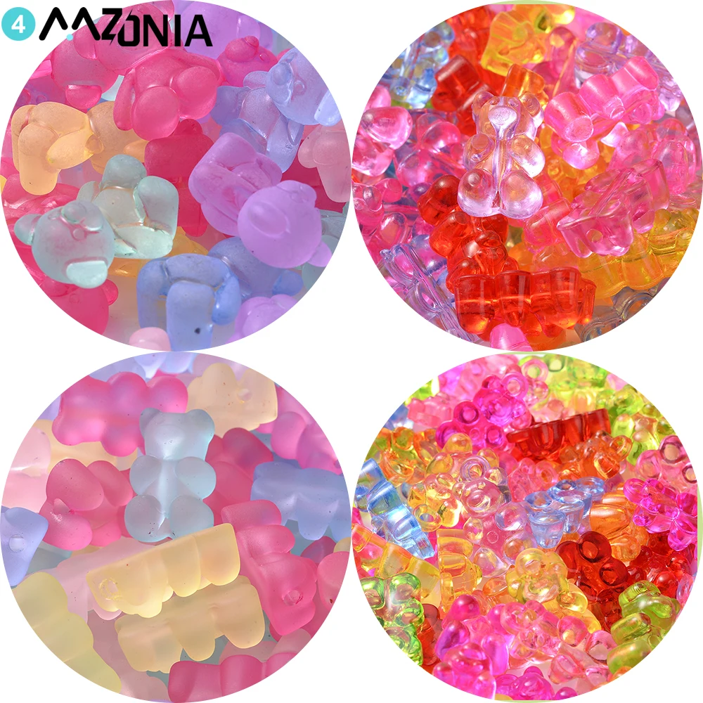10/20 Stück Gummibärchen-Perlen mit vertikalem Loch, transparente matte Perlen für die Schmuckherstellung, Armbandanhänger, Halsketten, Ohrringe, Anhänger – Detail 1