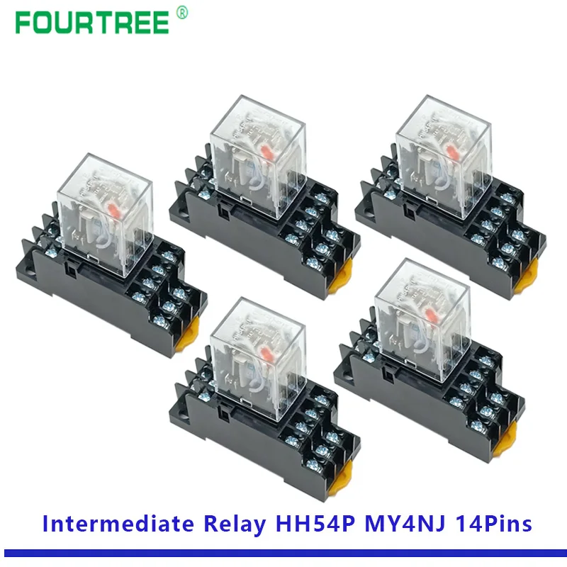 5Set Relay Coil General DPDT Micro Mini Electromagnetic Relay Switch With Socket Base LED AC 110/220V DC 12/24V MY2NJ MY3NJ MY4N