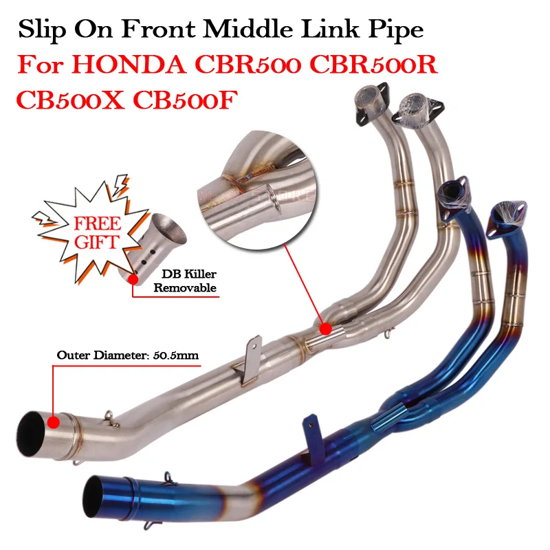 

Slip on Motorcycle Exhaust Modified DB Killer Motorbike Escape Front Middle Mid Link Pipe For HONDA CB500X CB500F CBR500 CBR500R