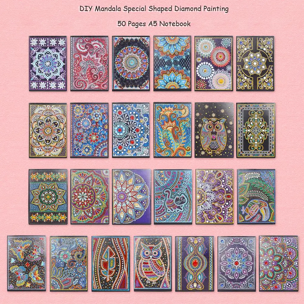 5D DIY Diamond Painting  A5 Notebook Diary Book Sketchbook Special Shaped Mandala Diamond Painting Rhinestone Book