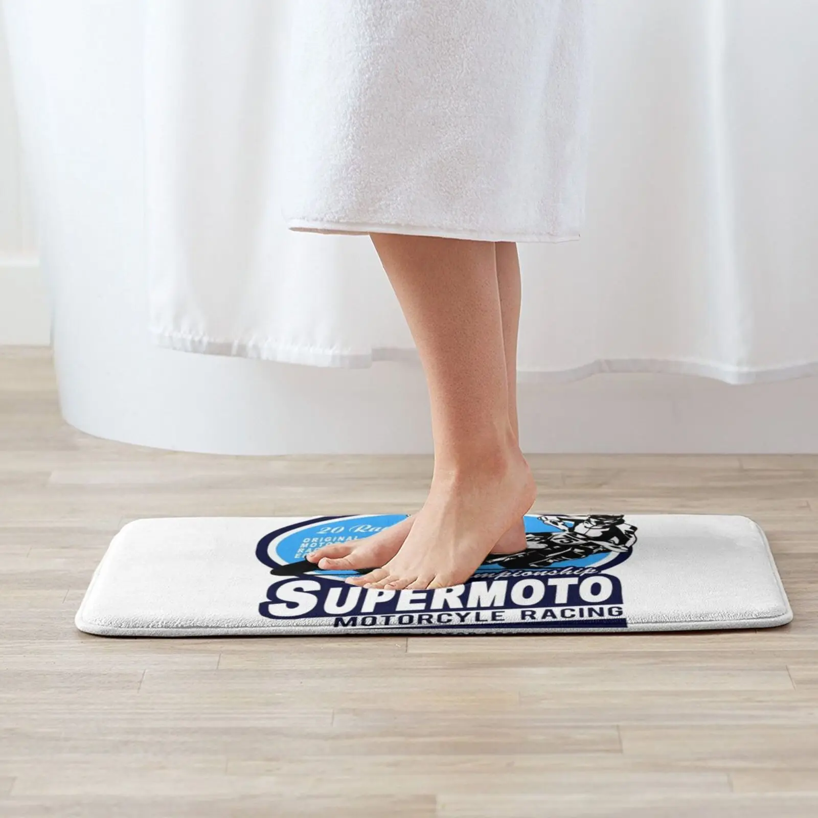 Supermoto Race-No. 8-No.75 Entrance Door Mat Bath Mat Rug Teahupoo Tahiti Tahiti Surfing Tahiti Surf Break World Surf Champs