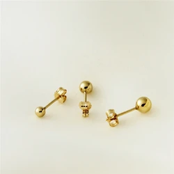 14K Gold Filled Ball Earrings 2MM/3MM/4MM/5MM/6MM Gold Jewelry Gold Stud Earrings Brincos Pendientes Oorbellen Boho Earrings