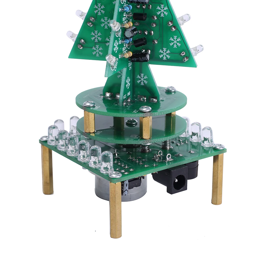 DIY 3D RGB Auto-Rotate Flash LED Circuit Music Christmas Trees LED Kit  Led Module Flashing Breathing Light Soldering Training