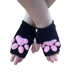 3D Silicone Fingerless Cat Paw luvas para mulheres, meias, meias, gatinho bonito, luvas, almofadas, meninas, Natal, Dia das Bruxas, Cosplay