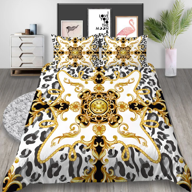 Golden Lion Bedding Luxury Bed Set King Size Duvet Cover Set 2/3 Piece Single Double Bed Cover Dropship