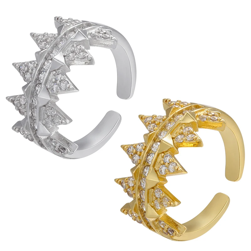 ZHUKOU gold color explosion ring for women cubic zirconia open ring hip hop style ring popular jewelry wholesale VJ264