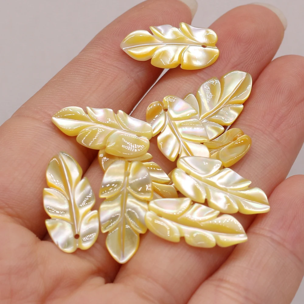 Natural Abalone Shell Beads Pendant Leaf-shaped Mother of Pearl Shell Charms for DIY Necklace Earring Jewelry Making Accessories view 4