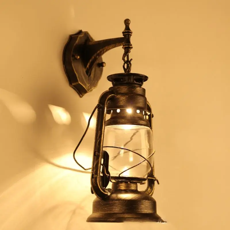 E27 Retro Antique Vintage Rustic Lantern Lamp Wall Decor Sconce Light Fixture Indoor Outdoor Drop Shipping