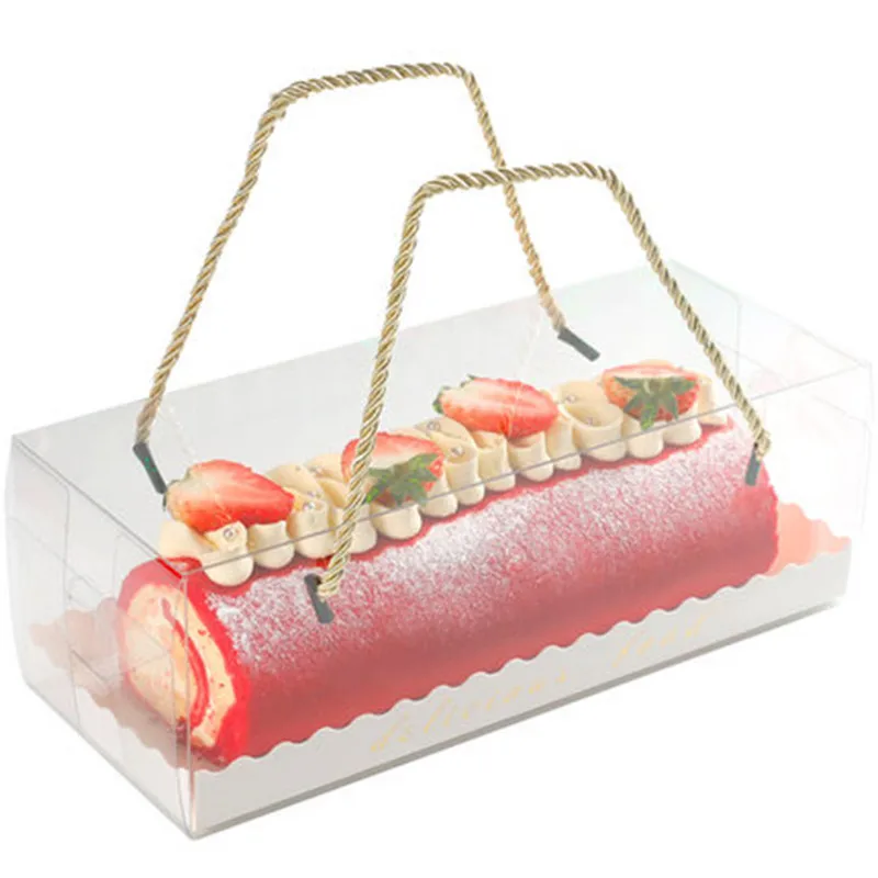 StoBag 10pcs Transparent With Paper Bottom Tote Boxes Baby Shower Cake Decoration Birthday Party Package Backing Supplies Box