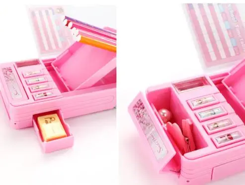 Transformation multi-function pencil case cartoon creative large-capacity pencil case Double-sided stationery box