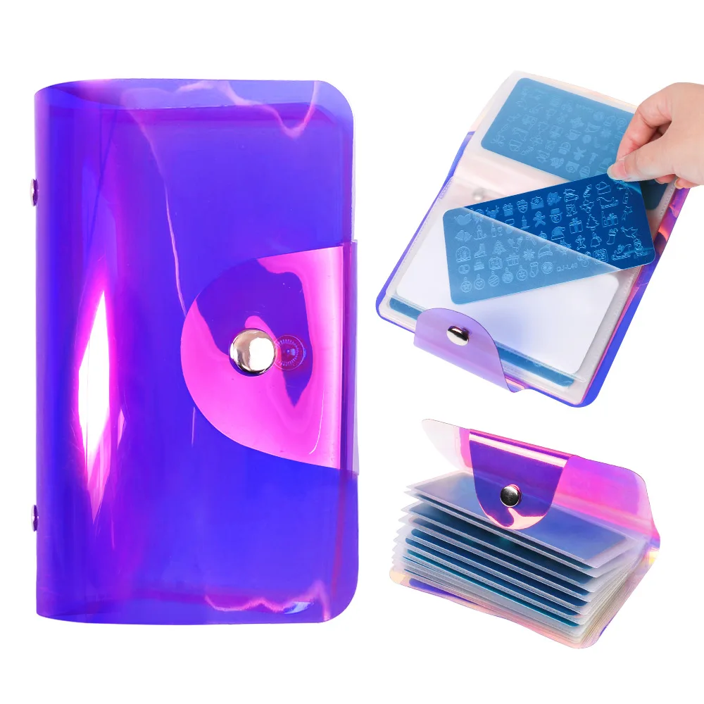 

20 Slots Rectangular Nail Art Stamp Plate Stamping Plates Holder Storage Bag Cases Stamp Bag Organizer