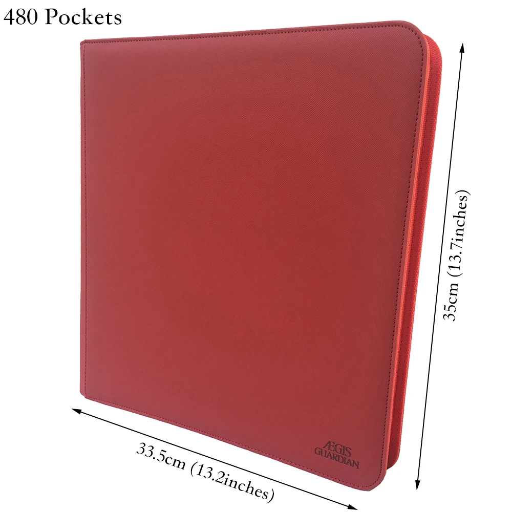 480 Pockets Side Loading Trading Card Binder Pages - Zip Album - 12 Pocket TCG Folder Card Collector : Red