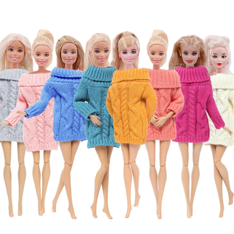 Barbies Doll Handmade Knitted Pure Cotton Sweater Dress Doll Clothes Accessories for Barbies Doll 11.5 Inch&30cm 1/6 Bjd Blythe