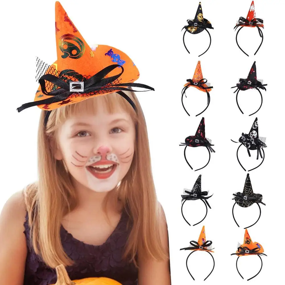 Witch Party Hat  Halloween Witch Headband Pointed Witch Hat Halloween Decoration for Children and Adults