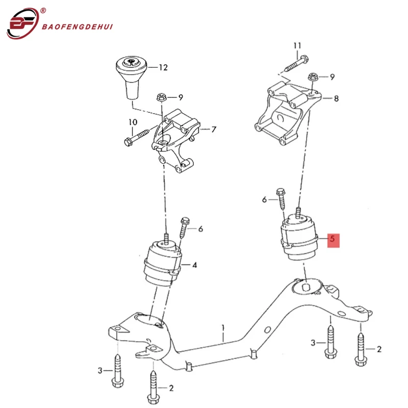 Engine Rubber Pier Motor Mount for Audi Q7 07-15 4.2 TDI Quattro V8 Diesel BTR Left=Right 7L8199131B