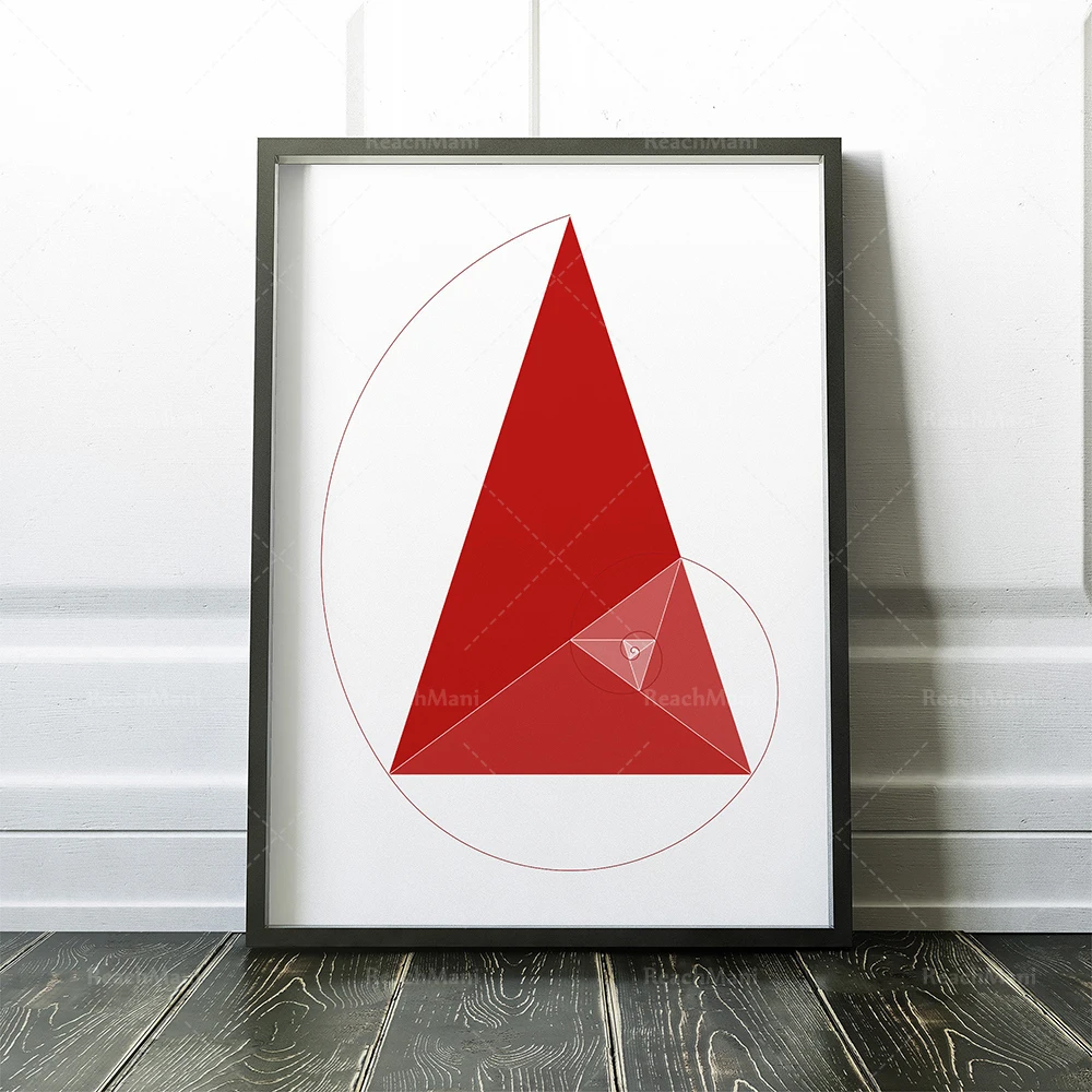 Fibonacci Triangle Print, Golden Ratio Poster, Golden Ratio Spiral Wall Art, Fibonacci Spiral Poster, Mathematics Poster, Colleg