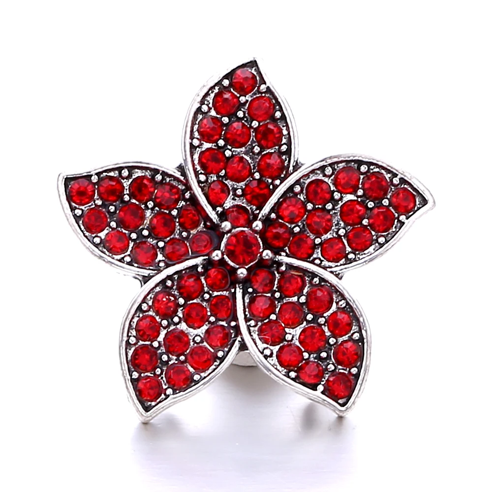 5pcs/lot New 18mm Snap Jewelry Rhinestone Heart Flower Snap Buttons Women DIY Charms Fit Metal Snap Button Bracelet Bangle