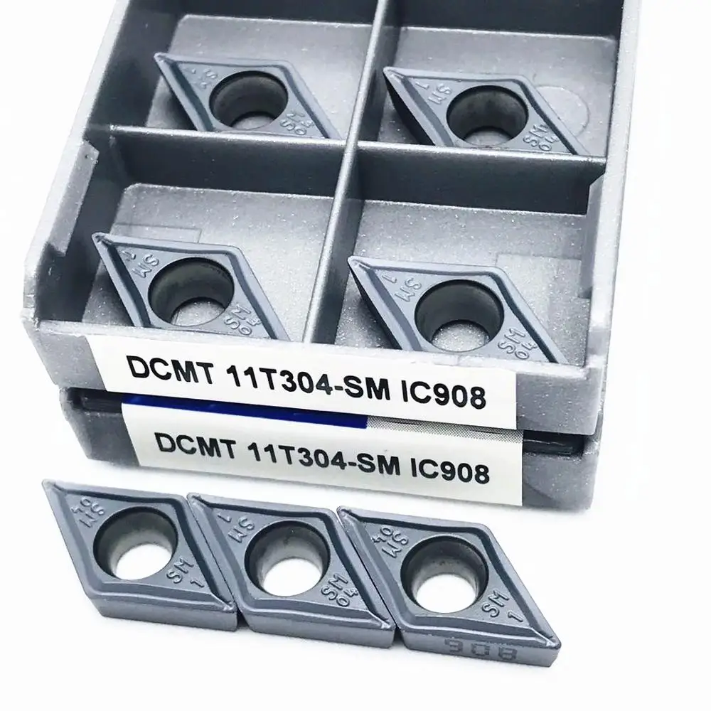 10PCS DCMT11T304 SM IC907 DCMT11T304 SM IC908ภายในเครื่องมือDCMT 11T304คาร์ไบด์แทรกเครื่องมือเครื่องมือTurning Insert