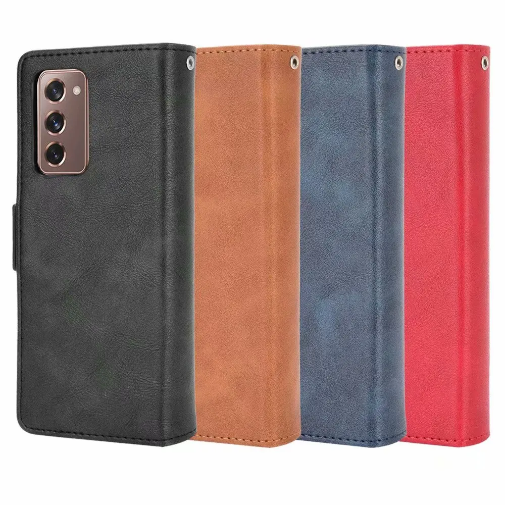 For Samsung Galaxy Z Fold 2 Retro Magnetic Protective Phone Case Flip Leather Wallet Card Stand Cover