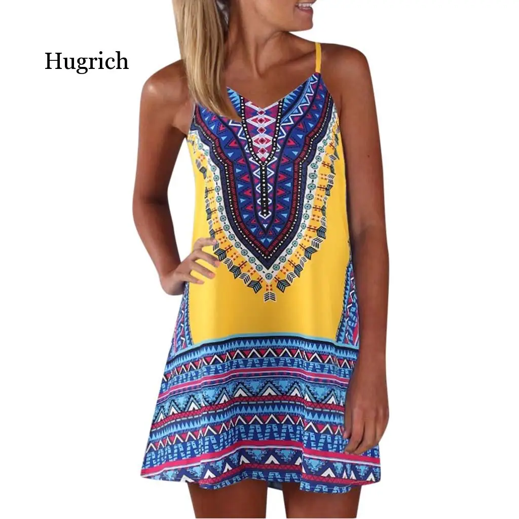 Womens Dress Summer Print Color Block Sleeveless Dress A-Line Sundress Dresses Party Beach Vestidos Casual Vestidos Verano 2020