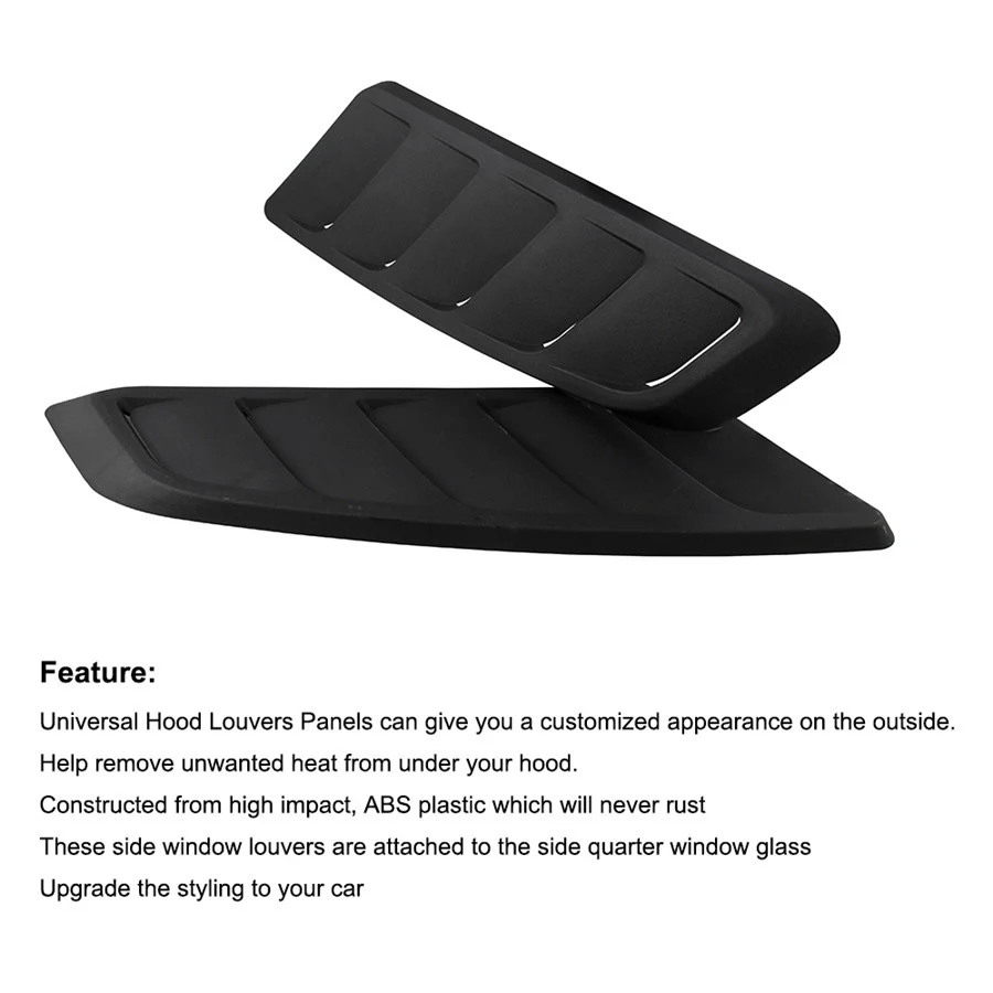 2pcs Universal Car Bonnet Hood Vent Front Hood Vent Decorative Air Flow Fender Intake For Ford Mustang ABS Plastic