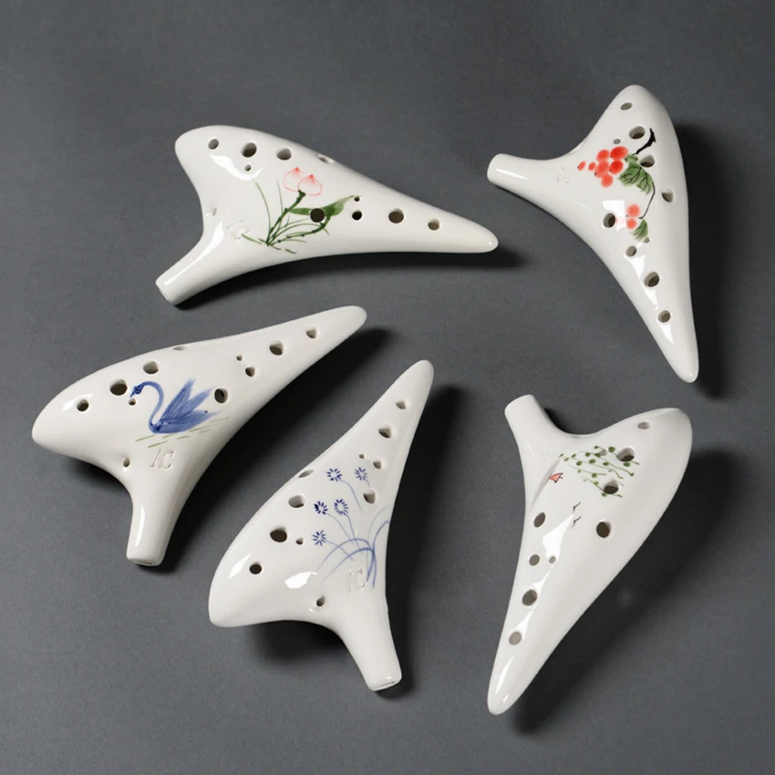 

Classical Musical Instrument Ceramic Ocarina 12 Hole Kiln-fired Ceramic Alto C Painted Ocarina Flute