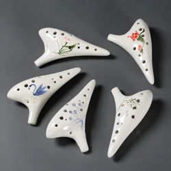 Classical Musical Instrument Ceramic Ocarina 12 Hole Kiln-fired Ceramic Alto C Painted Ocarina Flute