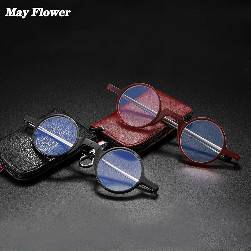 Round лупа Fashion Foldable Reading Glasses For Women Protable Smart Glasses With Case Frame Eyeglasses Men gafas de lectura