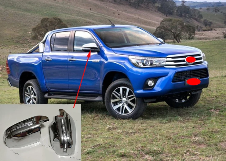 

Chrome ABS Style Rearview Side Mirror Cover Trim with Light For With Led for 2015-2019 Toyota Hilux Revo