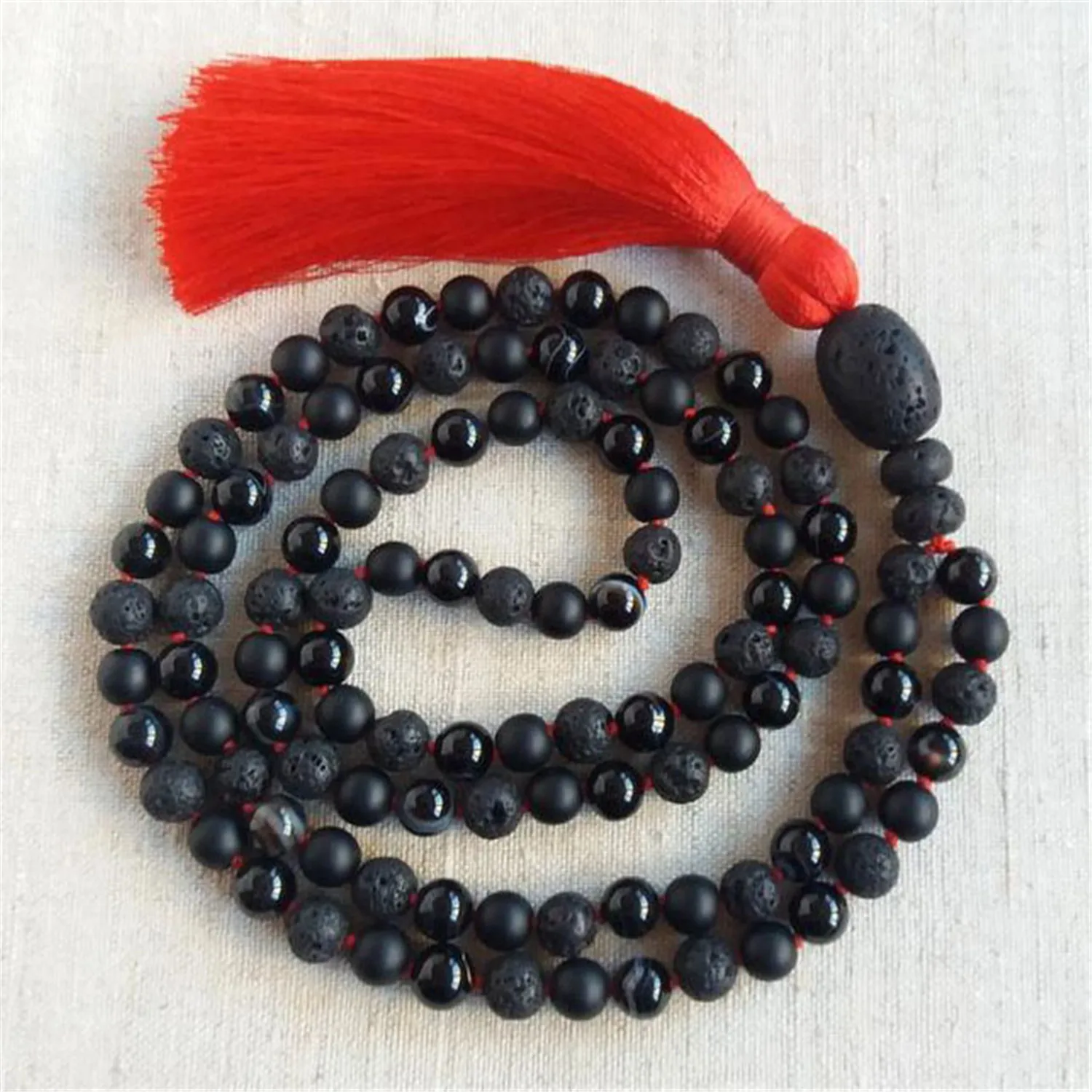 8mm Natural Lava Stone 108 Beads Tassels Necklace Spirituality Yoga  Meditation Buddhism Handcrafted Pray Prayer Bless Cuff Mala